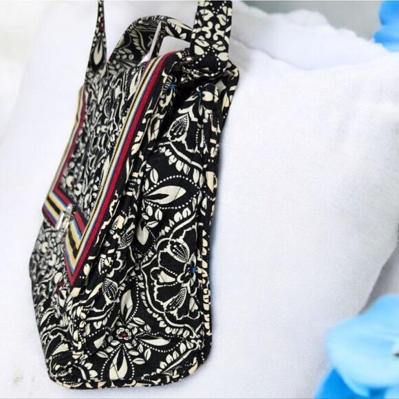 Vera Bradley Barcelona Black Julia Satchel Crossbody Strap Handle Lock Purse Bag - Picture 8 of 14